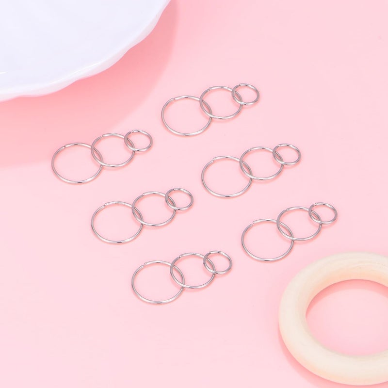 FECTAS Nose Rings Hoops Surgical Steel 18g 20g Gauge 6mm 8mm 10mm 12mm Earrings Piercing Hoops Jewelry for Men Women - Image 3